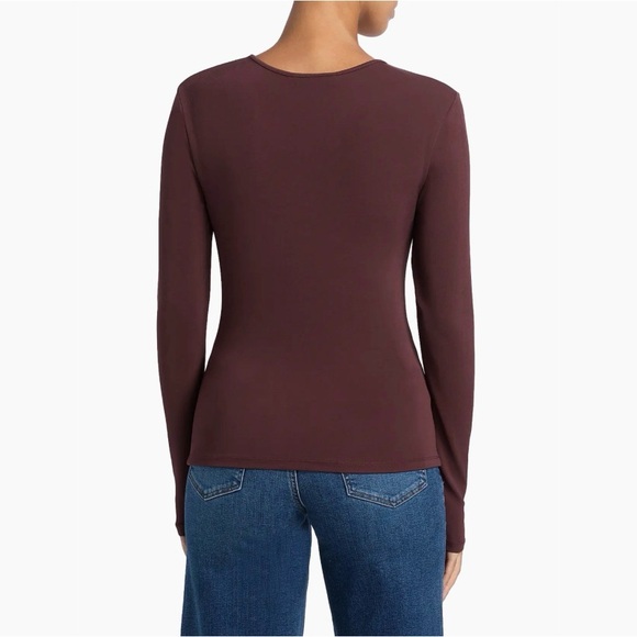 FRAME The Keyhole Matte Jersey Top in Cabernet Size S - Picture 5 of 16